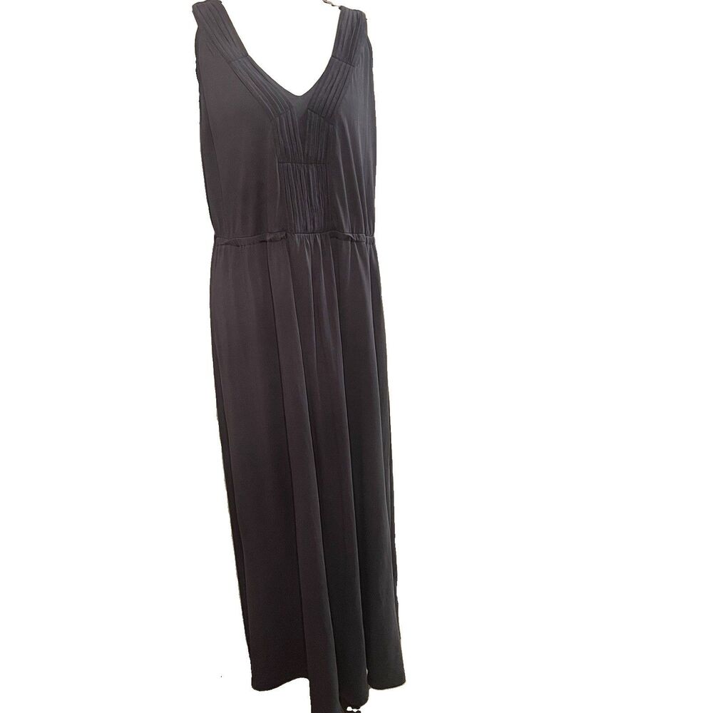 Soft Surroundings Coastal Blue Pleated V-Neck Maxi Dress Quiet Luxury Coastal M